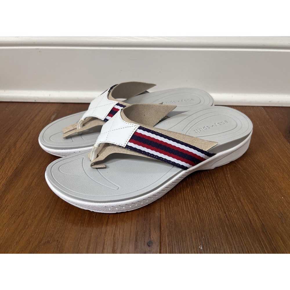 Easy Spirit Thong Sandals 9M Comfort Summer Flip Flop RANDI 2 Red Whit Blue U